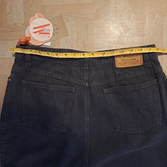 RALPH LAUREN - Brown Denim Vintage Skirt - Size Large - Made in USA 1980's - Picture 9 of 11